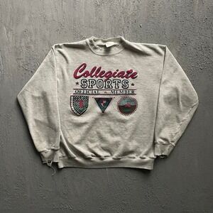 Vintage Collegiate Sports Graphic Sweatshirt‎ Mens Large Grey 90s Unbranded